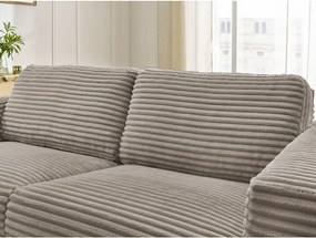 Szarobrązowa sztruksowa rozkładana sofa do spania 220 cm Hugo – Bobochic Paris