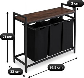 Kosz na Pranie FINN 120L z Półką Dąb Rustykalny/Czarny Nowoczesny Loft