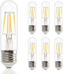 NETTLIFE Zestaw 6 ciepłych białych żarówek LED E27 T30 4W Edison vintage żarnik 2700K energooszczędne gniazdo bez możliwości ściemniania