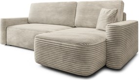 Masseno Narożnik NERI z funkcją spania i pojemnikiem na pościel Narozniki L, Rozkładana sofa - Kremowy, TILIA 03