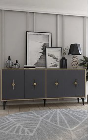 Komoda – 180 cm x 82,6 cm x 35 cm – Dąb szafirowy i antracyt – Płyta wiórowa pokryta melaminą