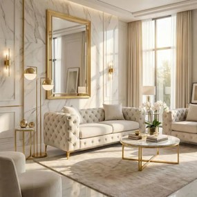 Sofa SORRENTO 2S Dwuosobowa Kremowa Welurowa Nowoczesna Glamour