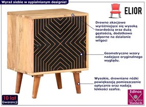 Drewniana szafka nocna z czarnym frontem - Sziche