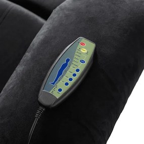 Fotel Masujący ARON Elektryczny Rozkładany z Podnóżkiem Czarny Welurowy Loft