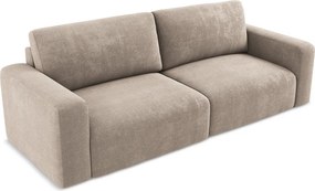 Beżowa rozkładana/ze schowkiem sofa z tkaniny szenilowej 252 cm Kona – Makamii