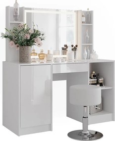 Stół do toalety biały/biały wysoki połysk 128.2x50.1x76 sherry