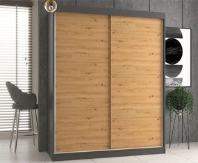 Nowoczesna szafa do przedpokoju dąb artisan antracyt 160 cm - Stoflis 6X