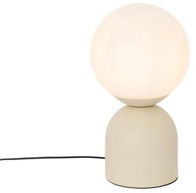 Lampa stołowa w stylu hotelowym beżowa z opalowym szkłem - Pallon TrendElegancki hotelowy Oswietlenie wewnetrzne