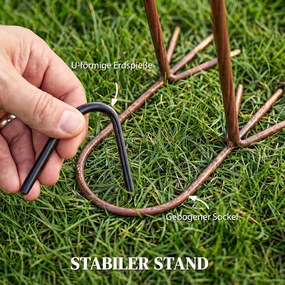 Outsunny Zestaw 2 figurek flamingów, metalowe ptaki z kwiatowymi piórami, stojące rzeźby z kotwami gruntowymi, czerwone | Aosom PL