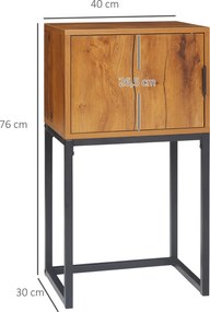 HOMCOM Stolik konsolowy w stylu industrialnym, Stolik pomocniczy, Kredens, 1 szafka, Brąz + Czarny