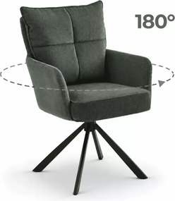 Designerskie krzesło obrotowe Foamy – sztruks, czarne nogi do jadalni i salonu