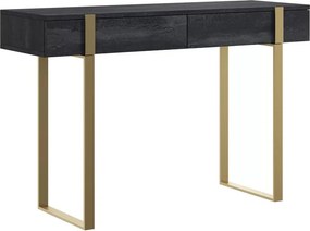 Nowoczesna konsola / toaletka Verica z metalowymi nogami 120 cm - czarny beton / złote nóżki