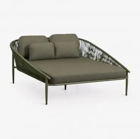Podwójna Leżanka Aluminiowa Z Poduszkami Ondina Intensywny Verde Olive - Sklum