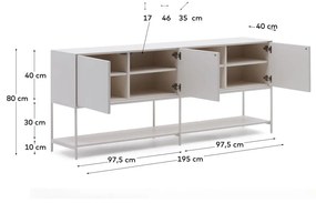 Biała niska komoda 195x80 cm Vedrana – Kave Home