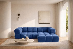 Narożnik w kształcie L Averro, tkanina Bluvel, Atramentowy, Prawy