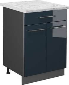 Szafka dolna do kuchni ciemnoniebieski wysoki połysk 60x60x82 fame-line
