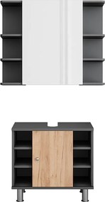 Zestaw mebli łazienkowych antracyt/złoty dąb 60x32x54 fynn