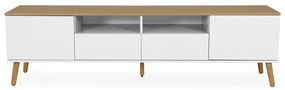 Biała szafka pod TV z nogami z drewna dębowego Tenzo Dot, szer. 192 cm