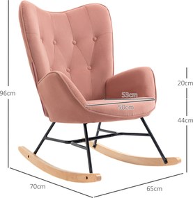 Fotel Bujany HOMCOM w Stylu Skandynawskim z Aksamitnym Wykończeniem, Różowy+Natura