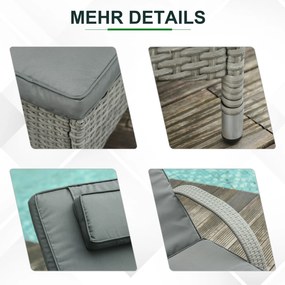 Outsunny Zestaw leżaków ogrodowych z technorattanu ze stolikiem, meble ogrodowe z poduszkami, 4 kolory