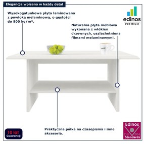 Klasyczna ława kawowa z półką fineline crema H9-H14