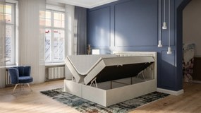 Łóżko kontynentalne EKSPRESJO 160x200 szare velvet z pojemnikiem LAVERTO