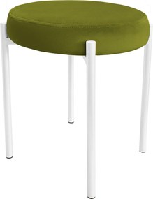 Taboret DIOR stelaż metalowy tkanina Welur : Kolor Stelaża - Biały, Kolor tkaniny - VELVET - BL75, Typ tkaniny - Velvet