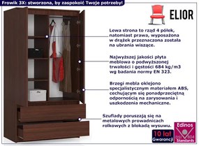 Klasyczna szafa na ubrania wenge - Frowik 3X