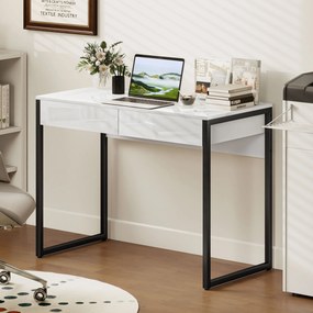 HOMCOM Biurko 100 x 50 cm, stół komputerowy, biurko z 2 szufladami, do małych pomieszczeń, Czarny | Aosom PL