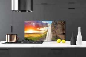 Panel nad blat kuchenny Rozświetlony Wodospad W Słońcu