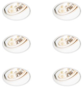 Zestaw 6 nowoczesnych reflektorów wpuszczanych, białe, bezramkowe - Impact 70