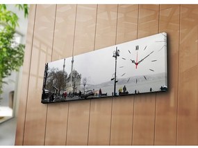 Obraz z zegarem W mieście, 30x90 cm