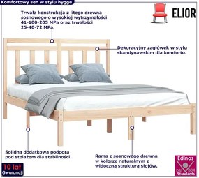 Skandynawskie łóżko z naturalnej sosny 120x200 - Selmo 4X