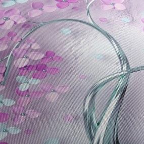 Obraz kwiatów na srebrnej łodydze - abstrakcja (170x50 cm)