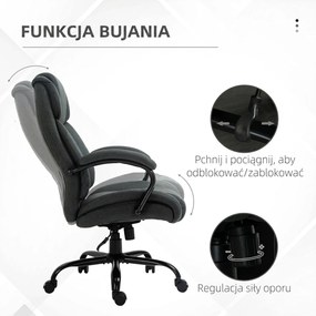 Vinsetto Fotel biurowy, Ergonomiczny fotel biurowy, Fotel obrotowy z wyściełanym podłokietnikiem, do 220 kg, Szary