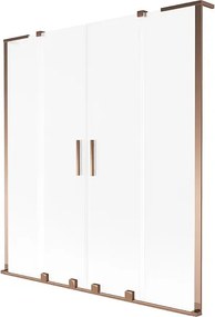 Mexen Velar L Duo parawan nawannowy 2-skrzydłowy rozsuwany 150 x 150 cm, szron, różowe złoto - 896-150-003-32-60
