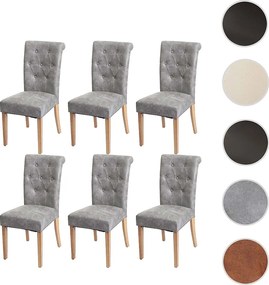 Krzesło do jadalni Chesterfield II (zestaw 6 sztuk),  tkanina/tekstylia jasnoszare, jasne nogi