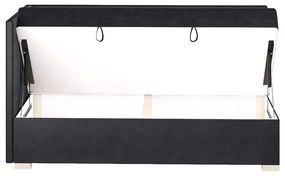 Ciemnoniebieskie narożne łóżko dziecięce ze schowkiem i materacem 90x200 cm Flexi – Ghado