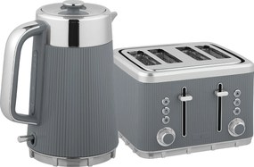HOMCOM Czajnik 2200 W, 1,7 l z funkcją szybkiego gotowania, filtrem kamienia i tosterem na 4 kromki z 7 poziomami zarumienienia, szary | Aosom PL