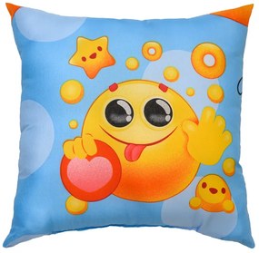 Dekoracyjna poduszka z mikrofibry EMOJI niebieska 45 x 45 cm