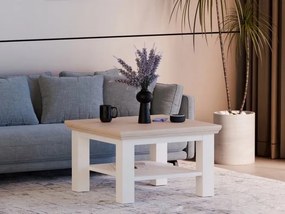 Kwadratowy stolik z półką Pontypool 5226, biały/dąb Riva