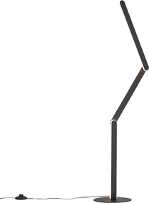 Designerska lampa podłogowa czarna z wbudowaną diodą LED z 3-stopniową regulacją ściemniania - Gate