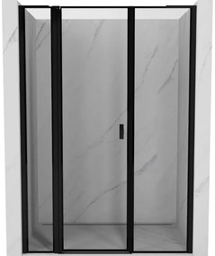 Mexen Mist L drzwi prysznicowe uchylne lewe 145 cm, czarna ramka, czarne - 8A4L-145-001-70-70-L