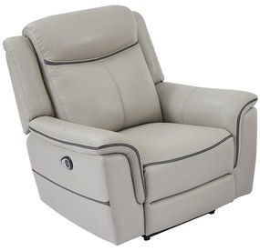 Fotel z elektryczną funkcją relax z jasnoszarej skóry - ADELIO