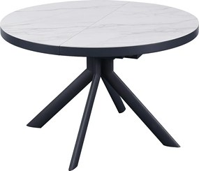 Rozkładany stół jadalniany dla 4-6 osób z ceramiki, MDF i metalu - Efekt białego marmuru i antracytu - ZALYRA