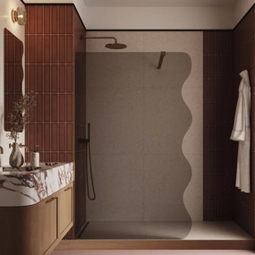 Ścianka prysznicowa Walk in fix szkło grafitowe falowane 8mm MOLIS Wave Grafit MASSI | Różne rozmiary : Kolor profili kabiny - złoty szczotkowany, Szerokość ścianki - 120 cm, Typ montażu - WALK in FIX (Do ściany)