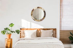 Lustro dekoracyjne okrągłe Geometryczne drewno 3d