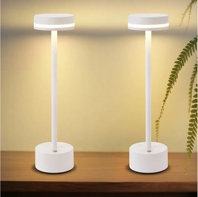 Lampa stołowa LED NETTLIFE, zasilana bateryjnie, bezprzewodowa, ściemnialna, ładowana przez USB-C, sterowanie dotykowe, do sypialni i jadalni (biała, 2 sztuki)