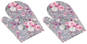 Bellatex Rękawica kuchenna Adela Kwiaty róży różowy, 28 x 18 cm, 2 szt.
