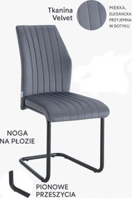 Krzesło IVO nowoczesne tkanina Welur płoza metalowa czarna : Kolor tkaniny - VELVET - BL14